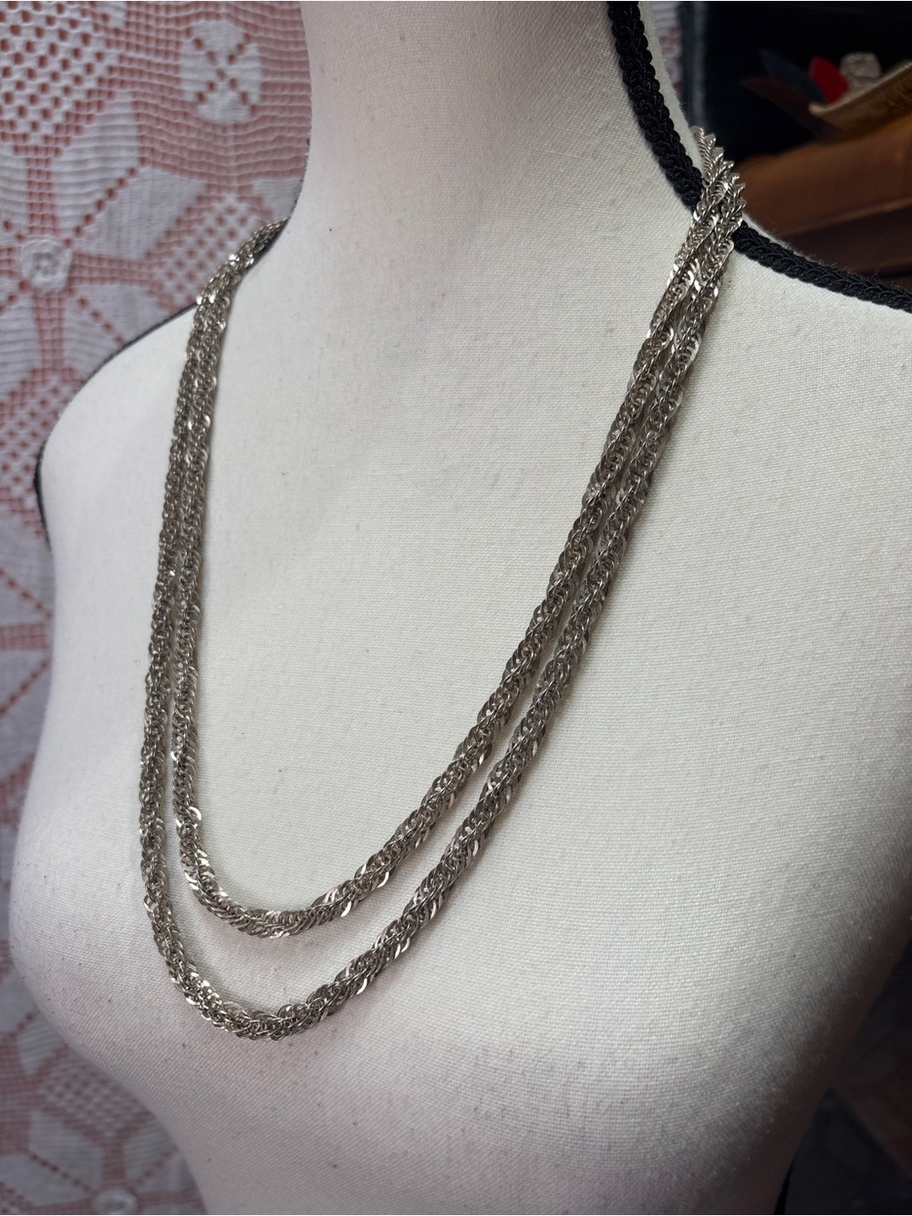 Heavy 925 Sterling Silver 56” Long Woven Chain Necklace 75g
